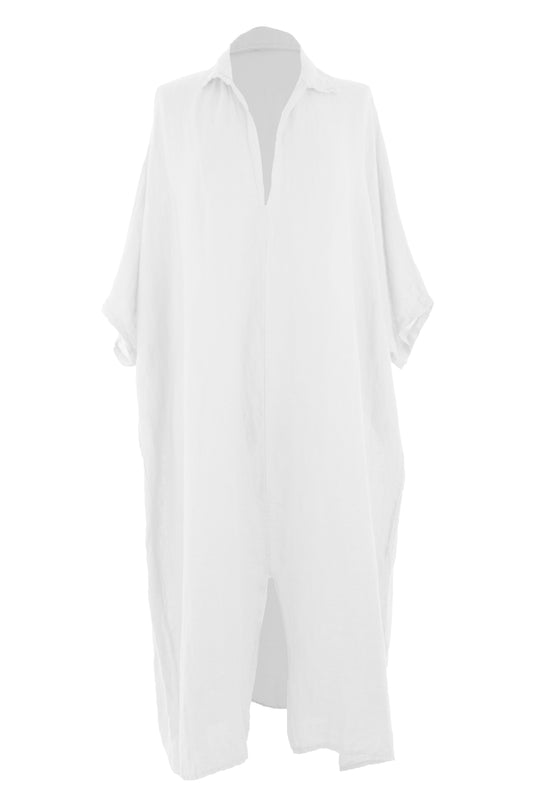 Batwing Collar Tulip Linen Midi