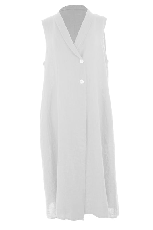 Sleeveless Collar Neck Linen Dress