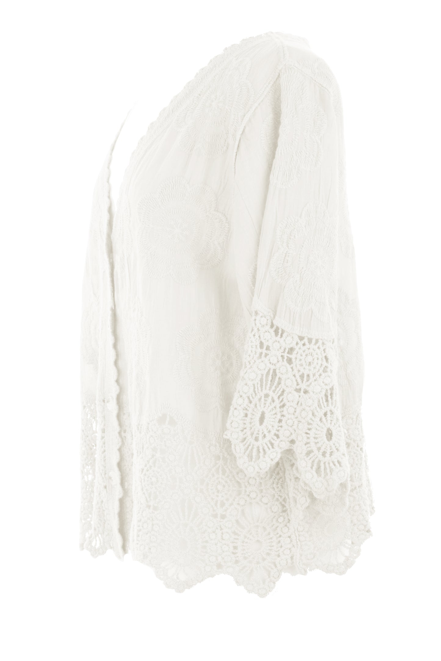 Crochet Trim Cotton Shirt