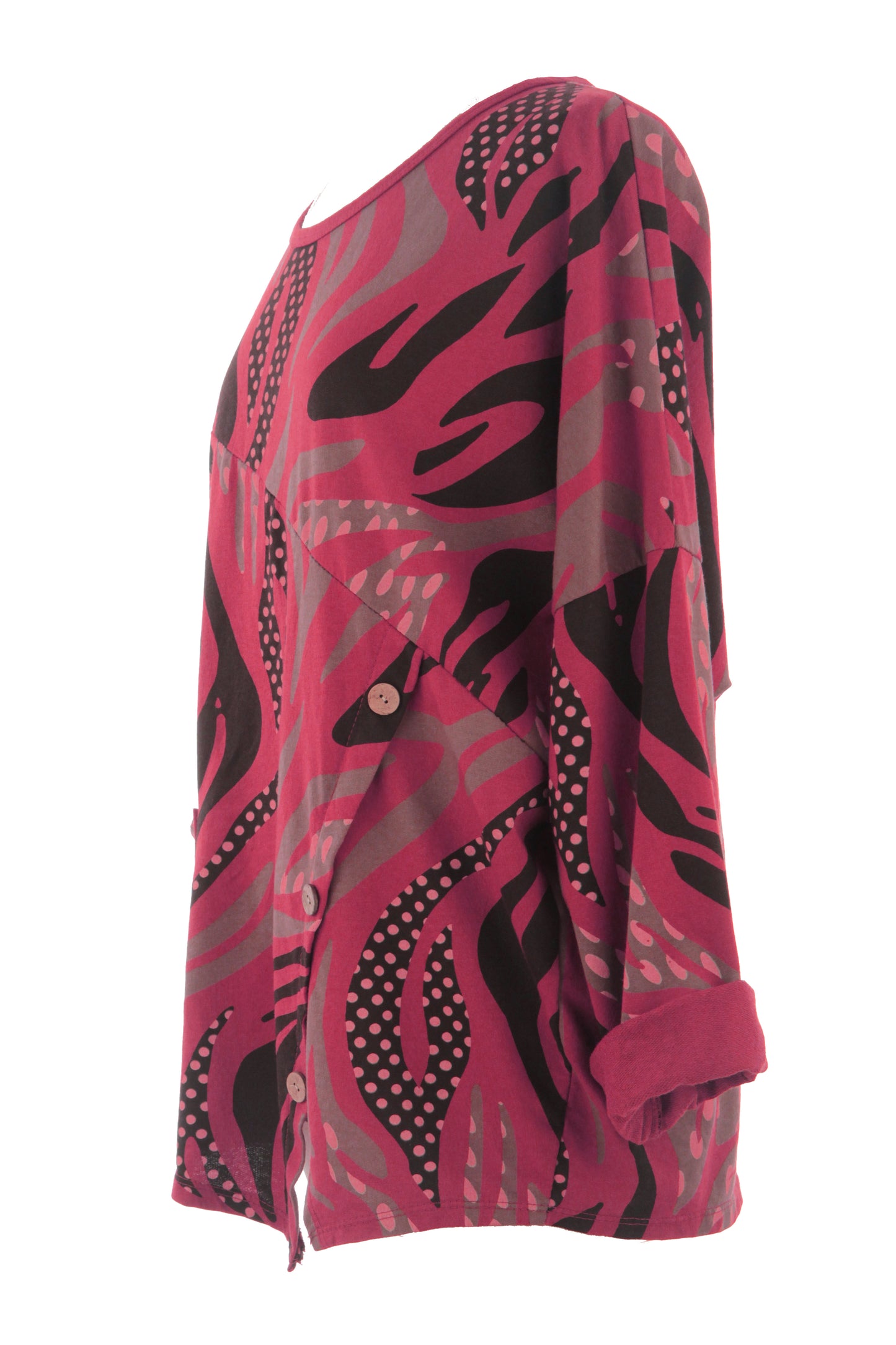 3 Button Printed Top