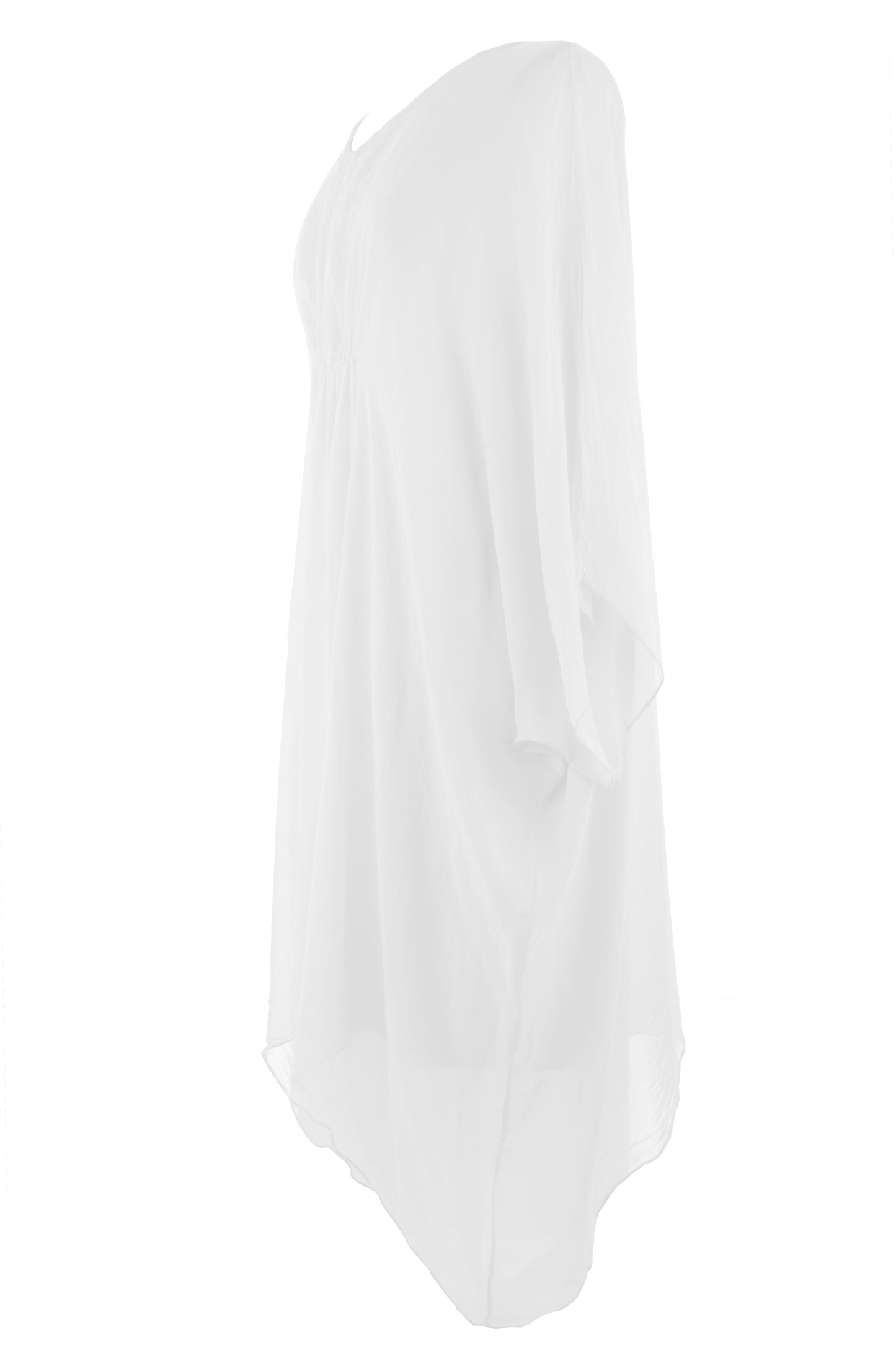Ruched Front Silk Dress