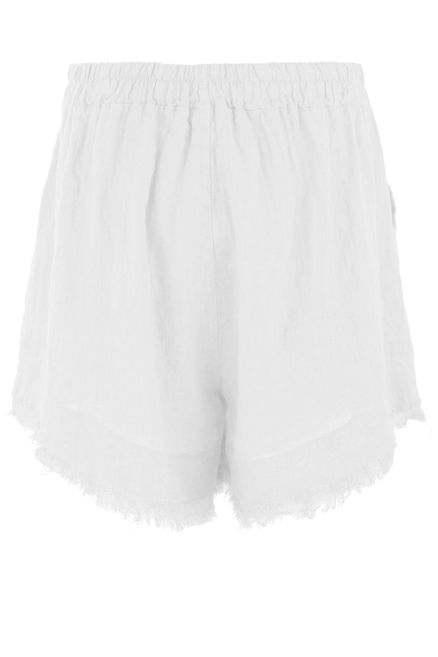 Frayed Trim Linen Shorts