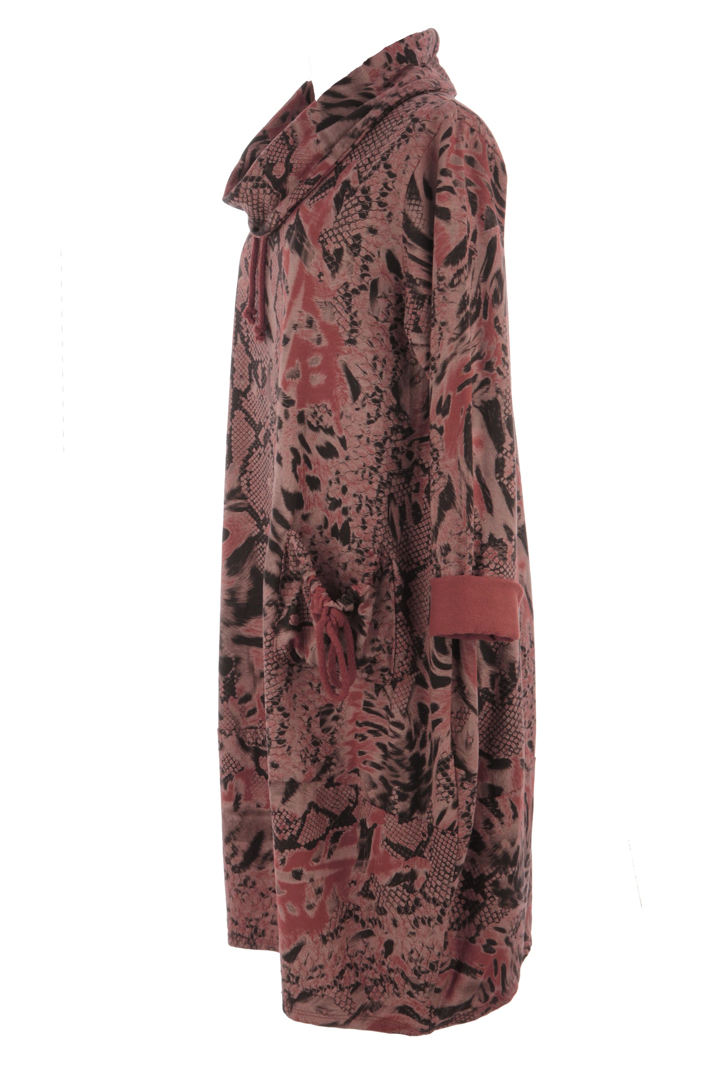 Abstract Leopard Print Cowl Neck Dress