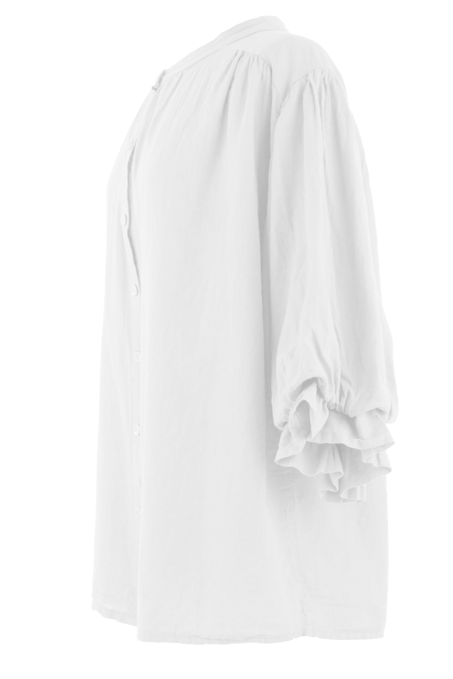3/4 Balloon Sleeve Linen Shirt