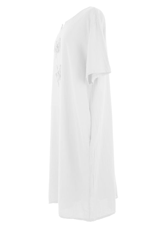 2 Tie Button Detail Cotton Dress