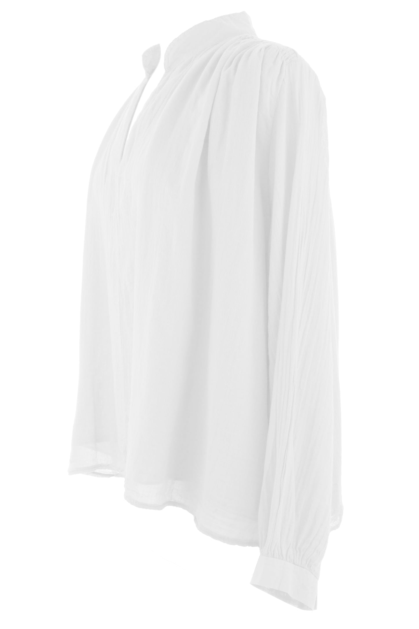 Ruched Shoulder Cotton Top