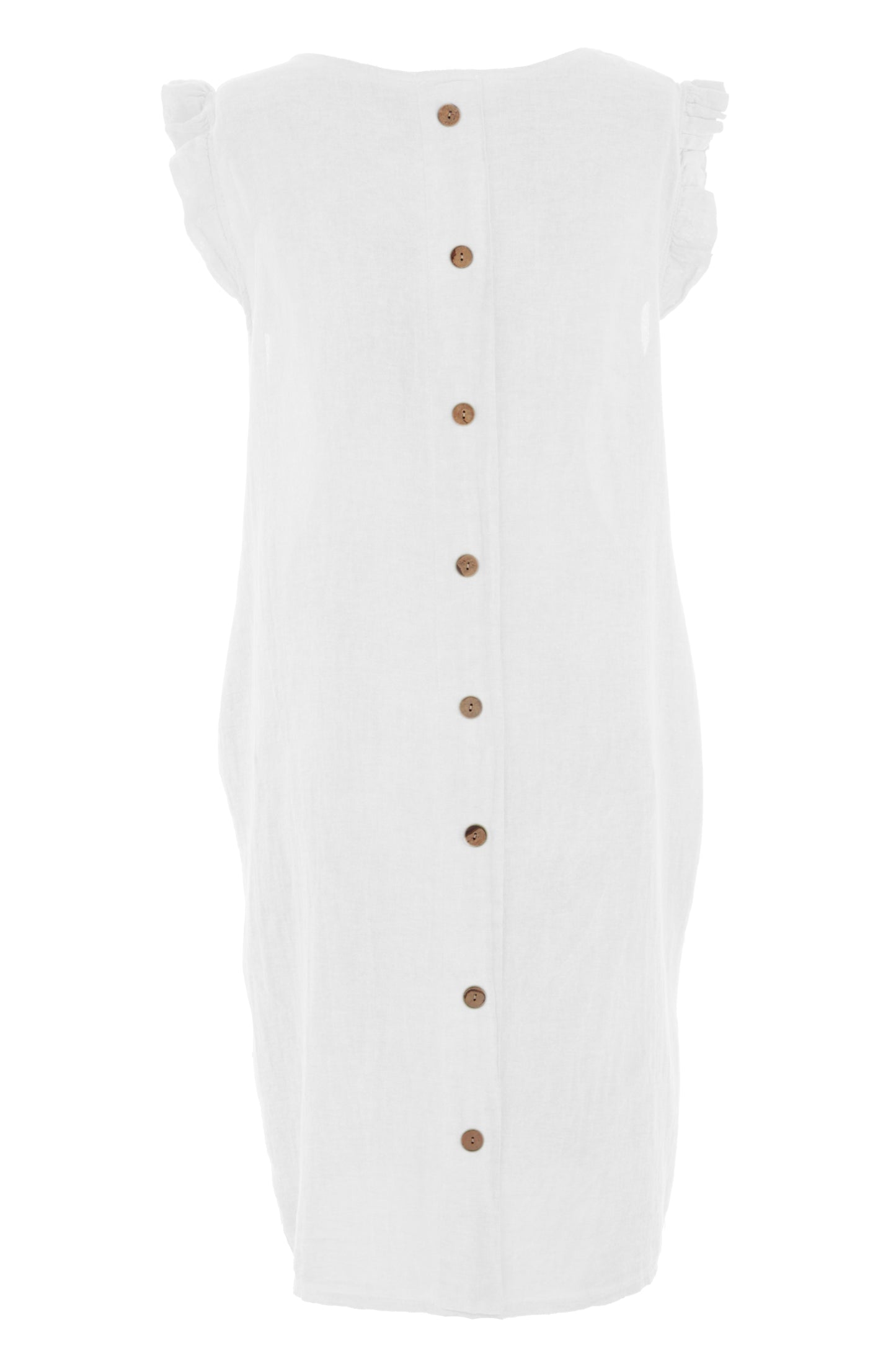 Sleeveless Button Back Linen Dress