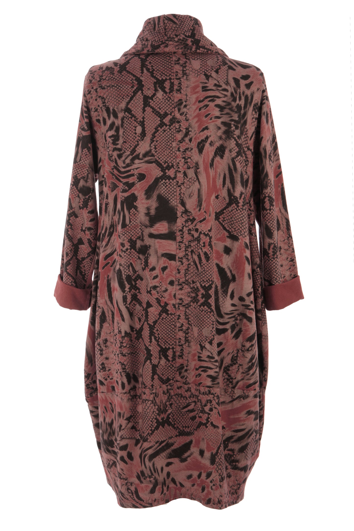 Abstract Leopard Print Cowl Neck Dress