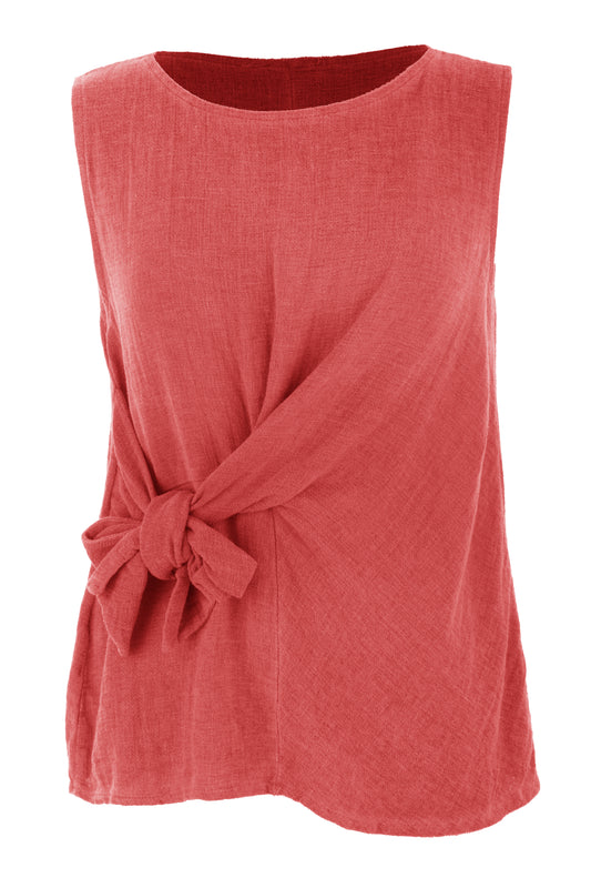 Side Tie Teabag Linen Top