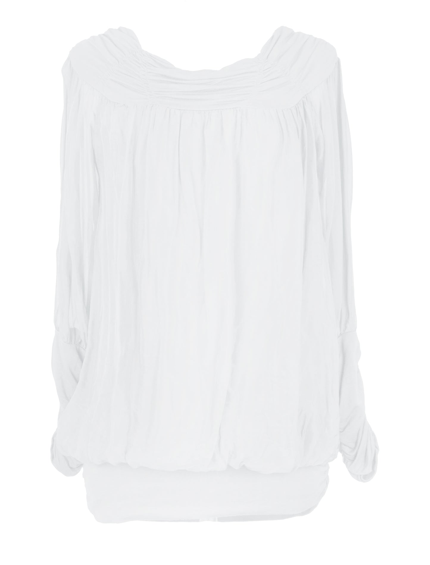 Ruched Neck Silk Blouse