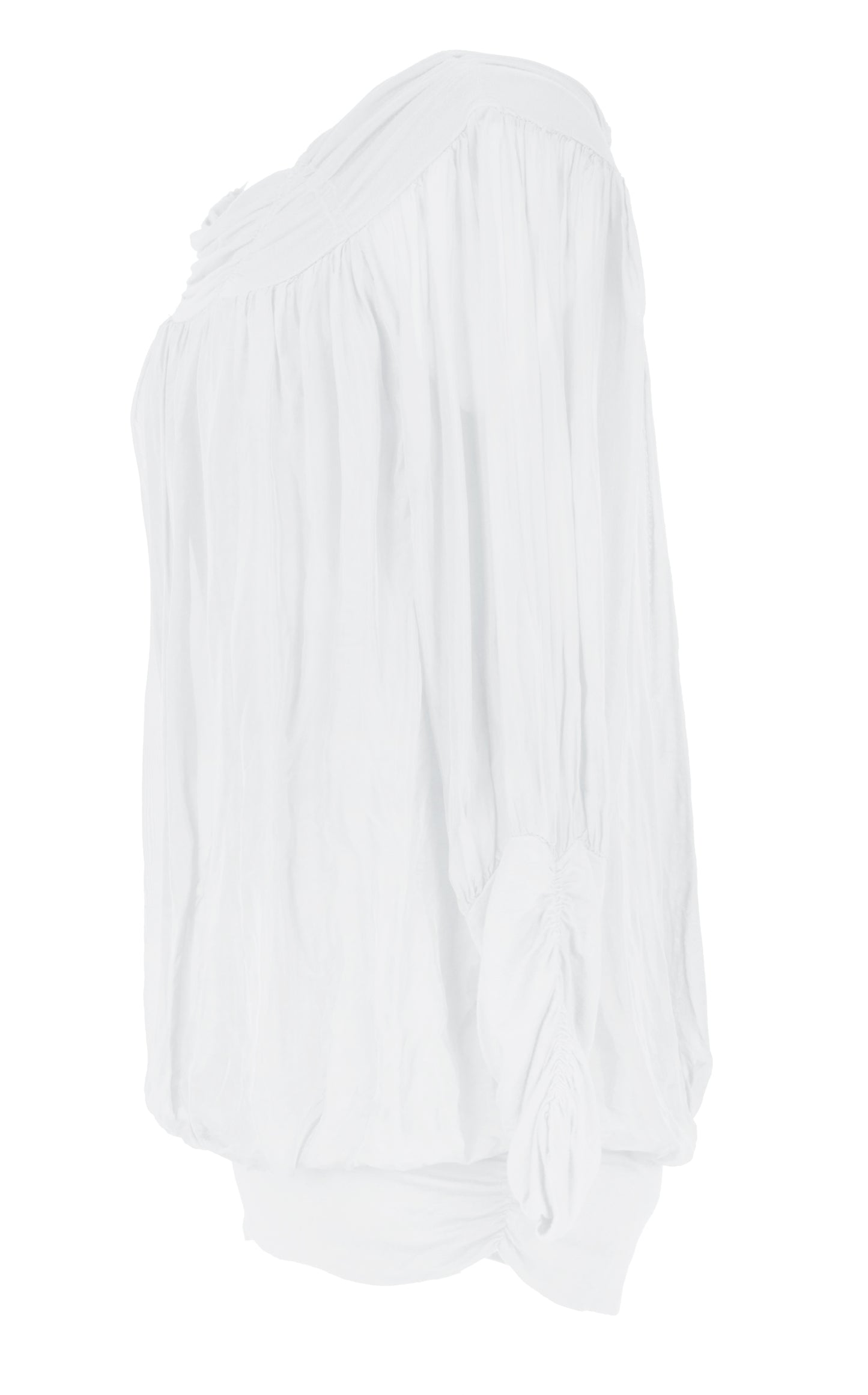 Ruched Neck Silk Blouse