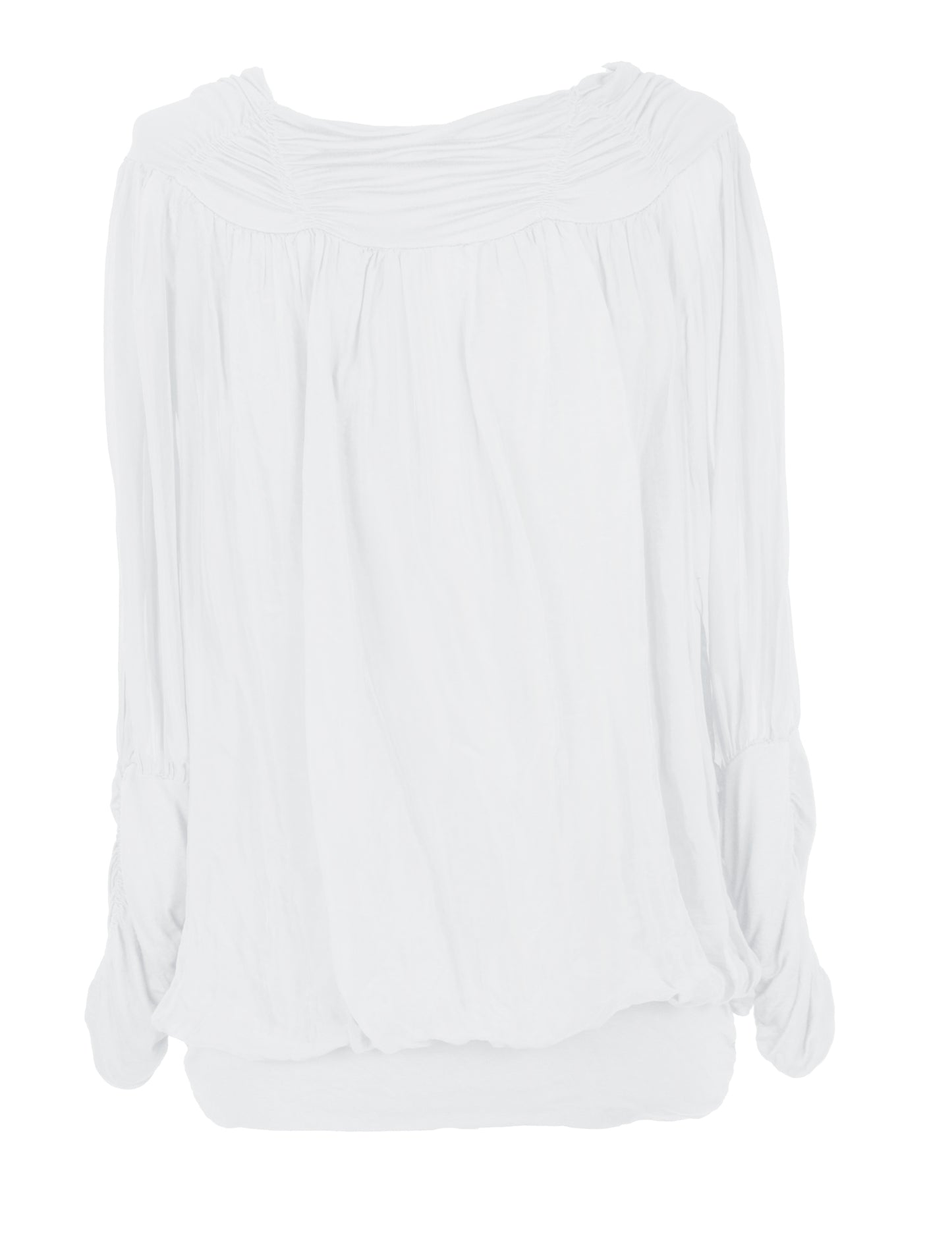 Ruched Neck Silk Blouse