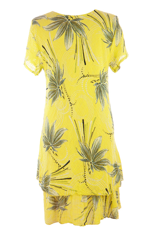 Abstract Floral Print Bias Cut Dress