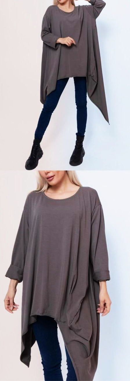Asymmetric Hem Jersey Tunic
