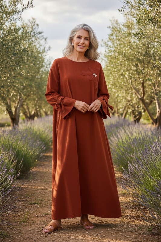 Flower Applique Corduroy Maxi