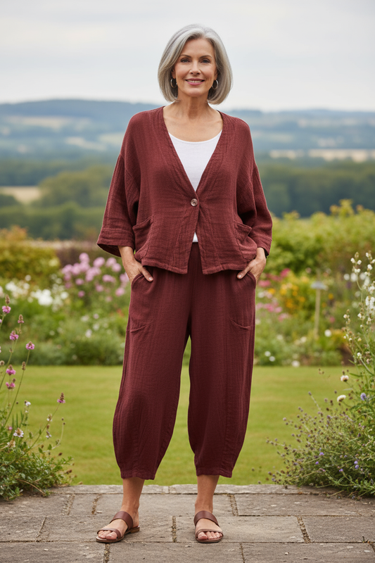One Button Teabag Linen Jacket