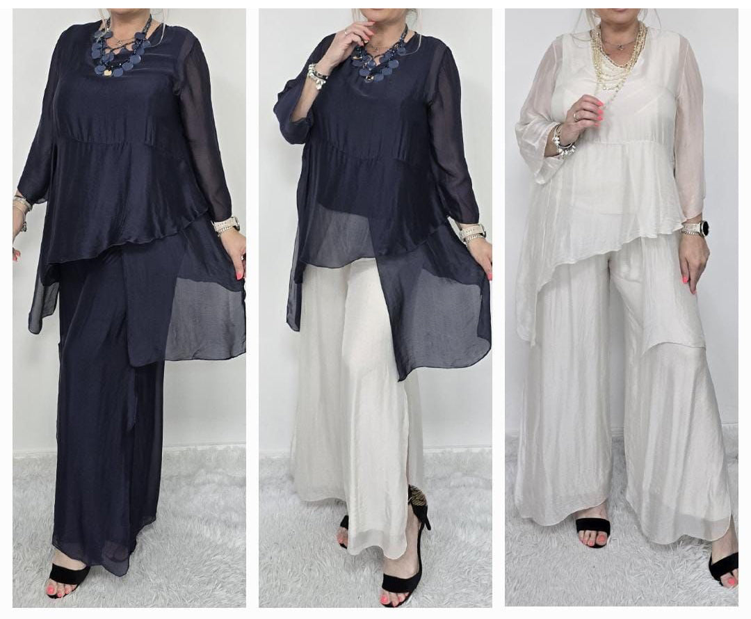 Wide Leg Silk Trouser