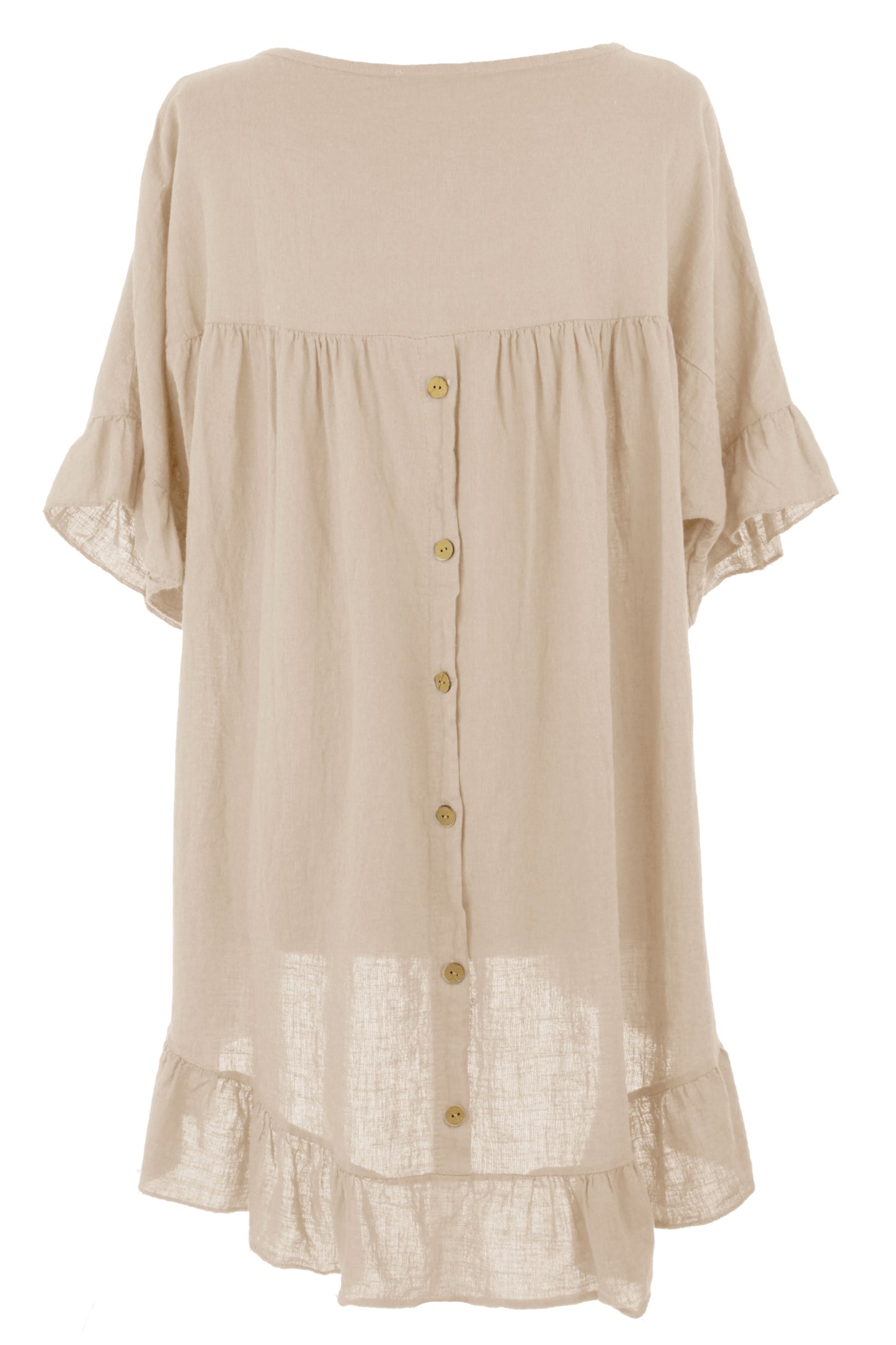 Frill Button Back Linen Tunic