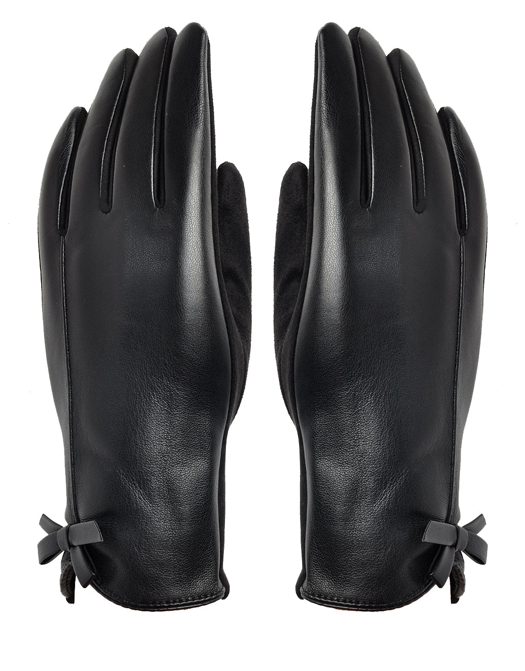 Bow Faux Leather Gloves