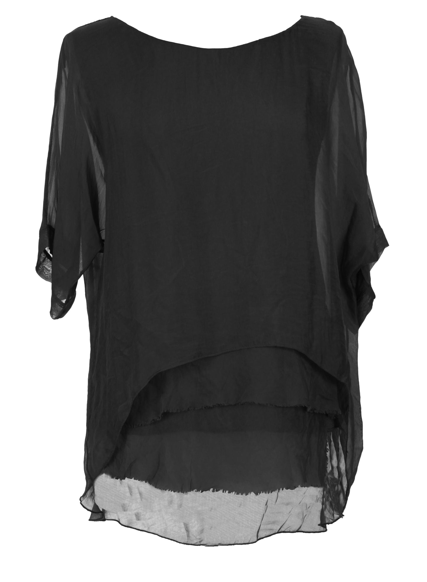 Frayed Hem Silk Top