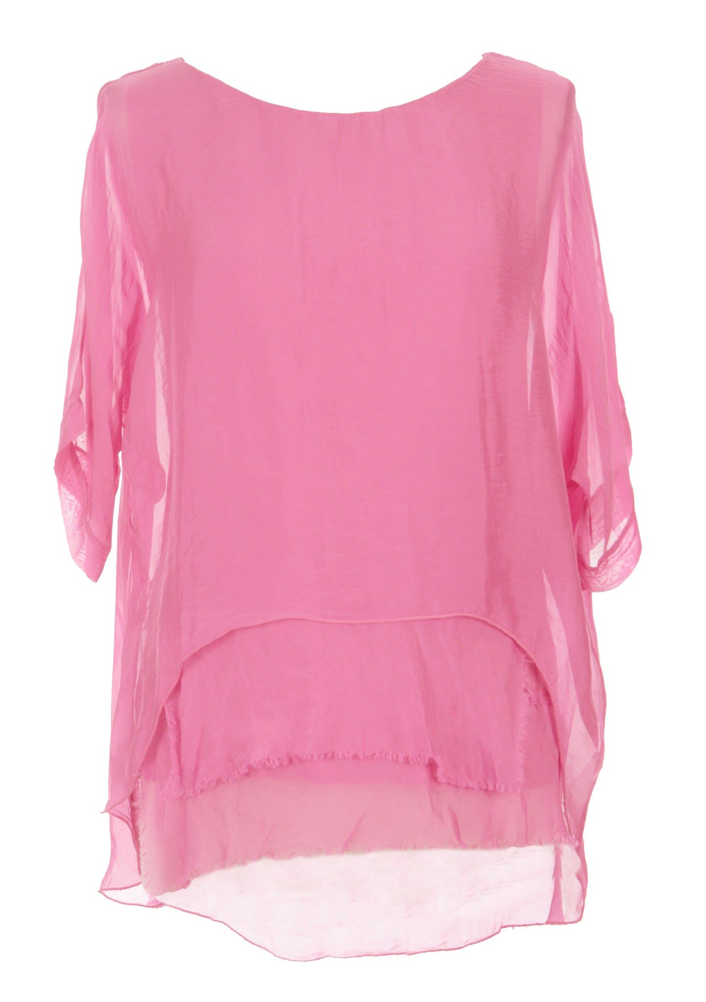 Frayed Hem Silk Top