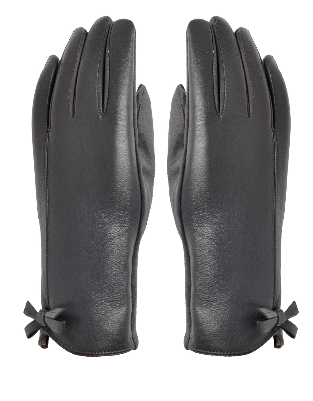 Bow Faux Leather Gloves