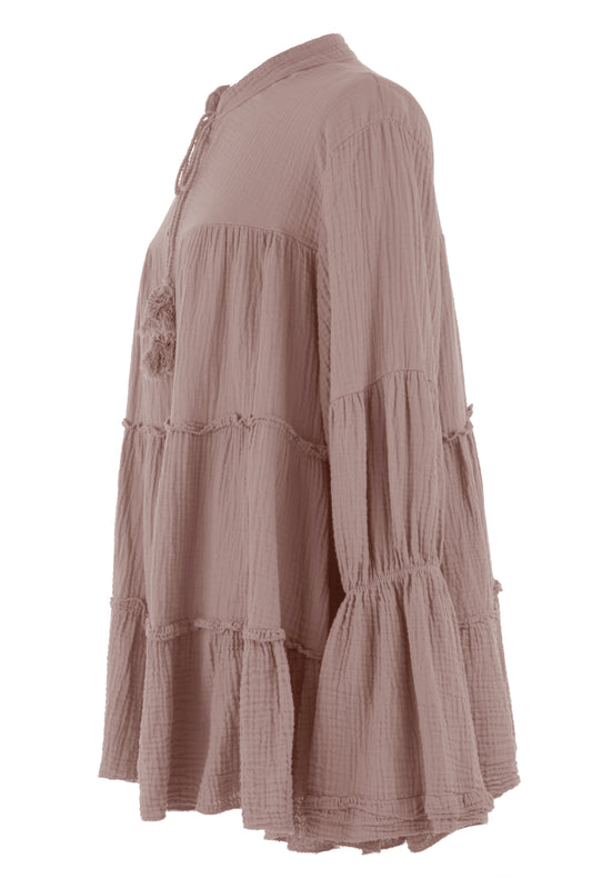 Tie Neck Tiered Crinkle Top