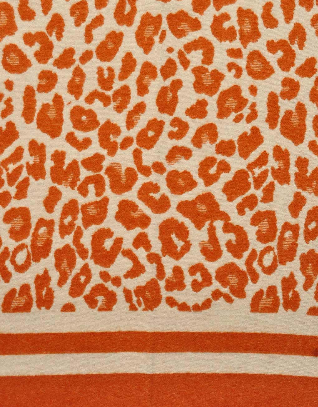 Double Border Leopard Cashmere Scarf