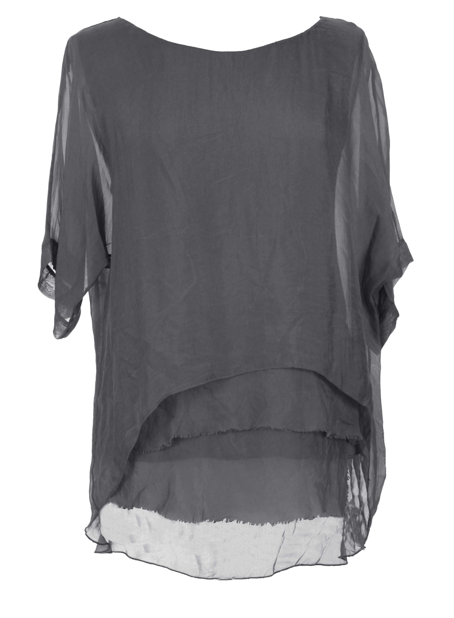 Frayed Hem Silk Top