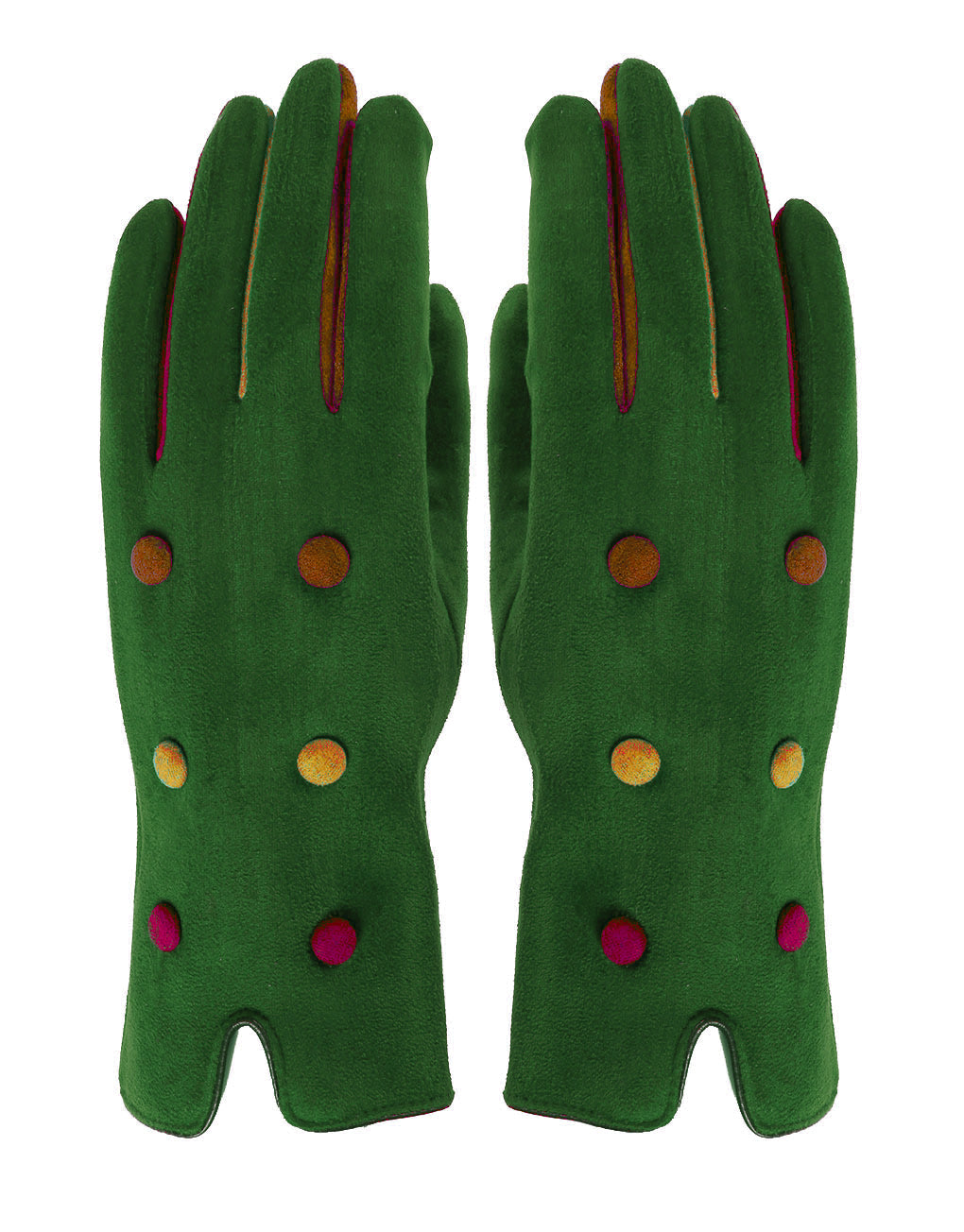 Button Detail Suede Gloves