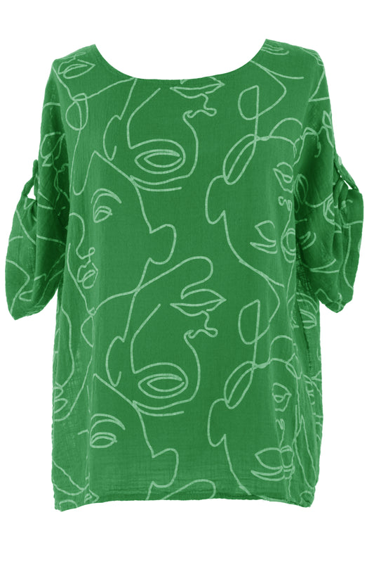 Abstract Face Print Top