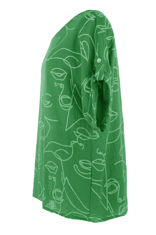 Abstract Face Print Top