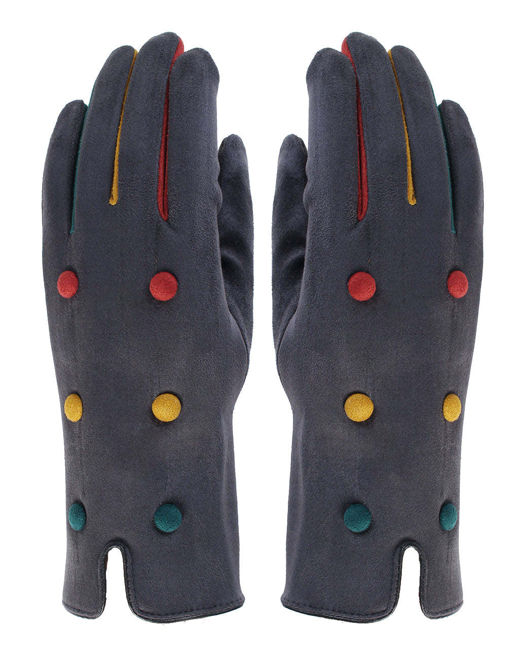 Button Detail Suede Gloves