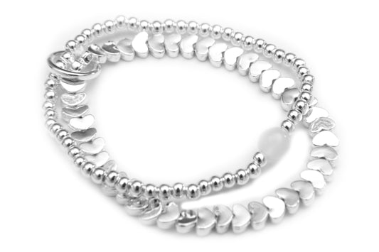 Hearts Ball Beads Double Bracelet