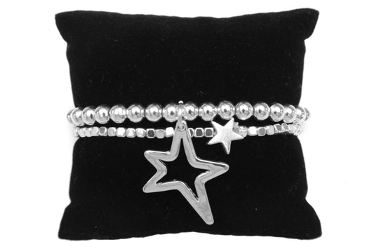 Star Charm Square Beads Double Bracelet