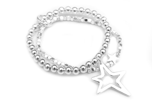 Star Charm Square Beads Double Bracelet