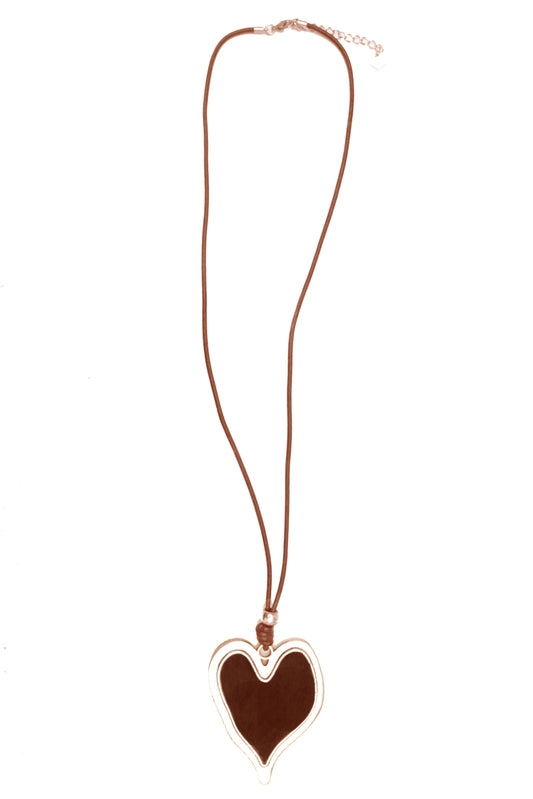 Faux Suede Heart Necklace