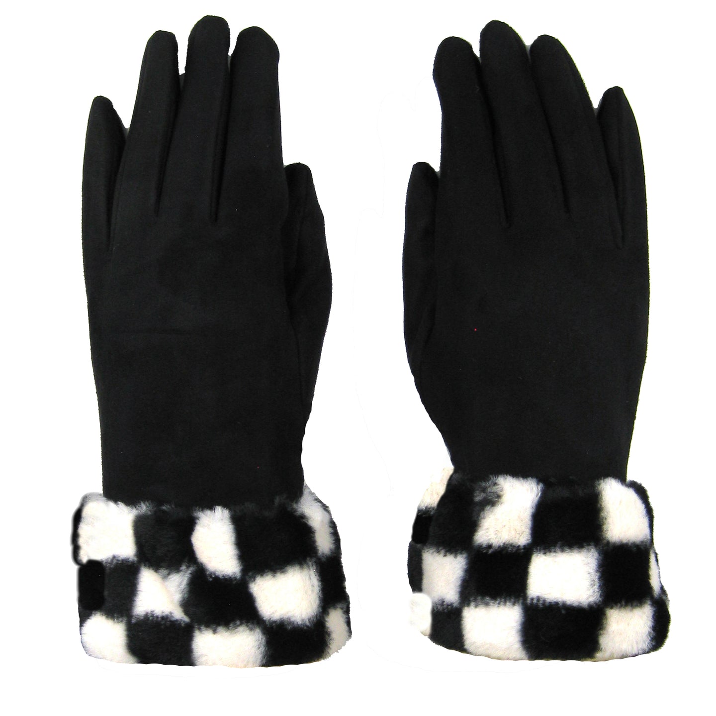 Checkerboard Suede Gloves