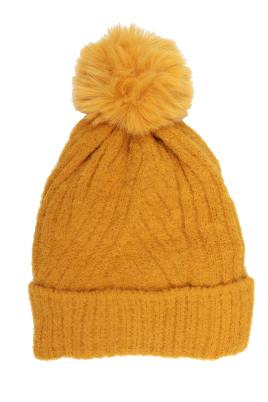 Stripe Cable Knit Beanie