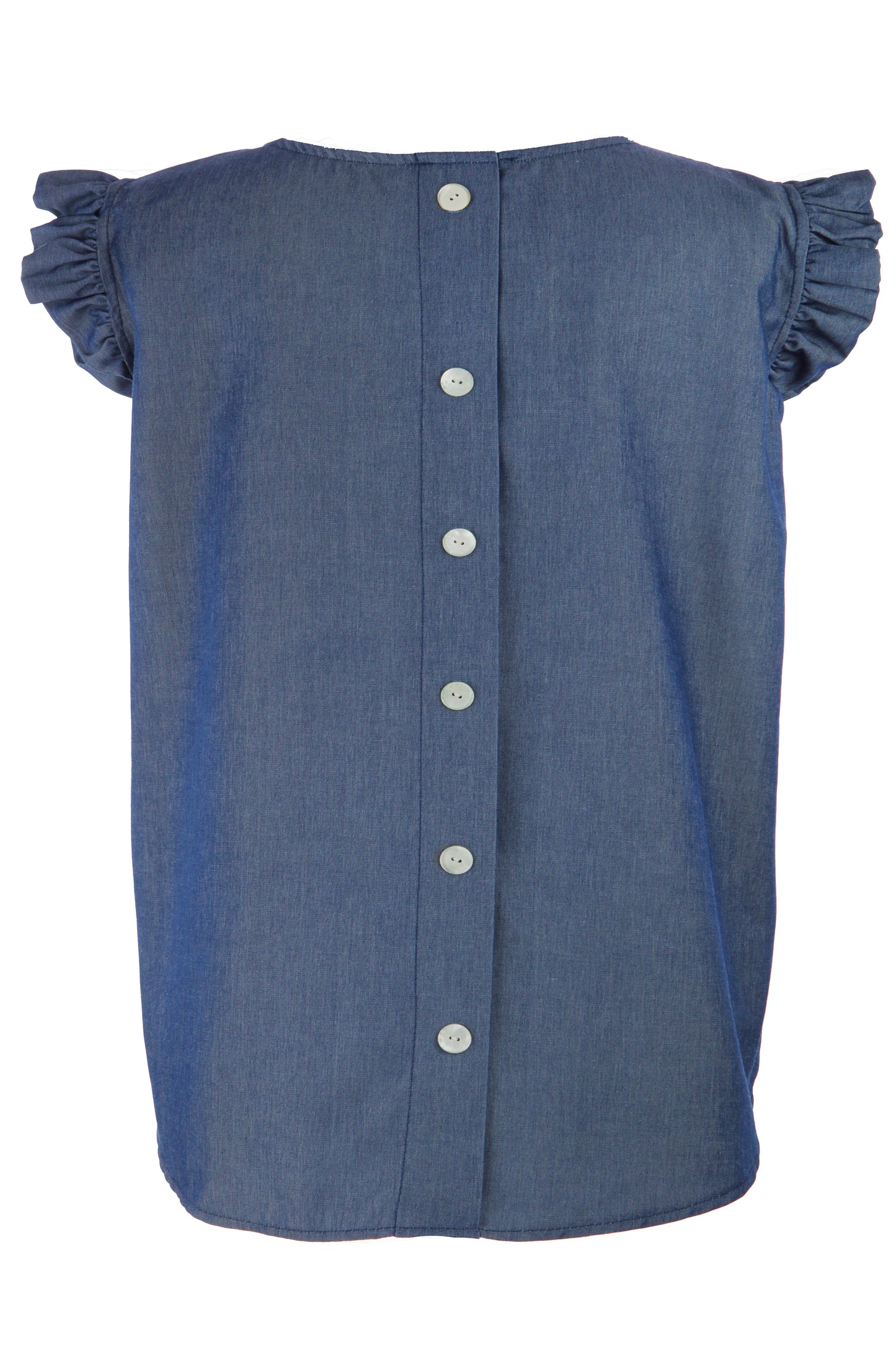 Sleeveless Denim Frill Top