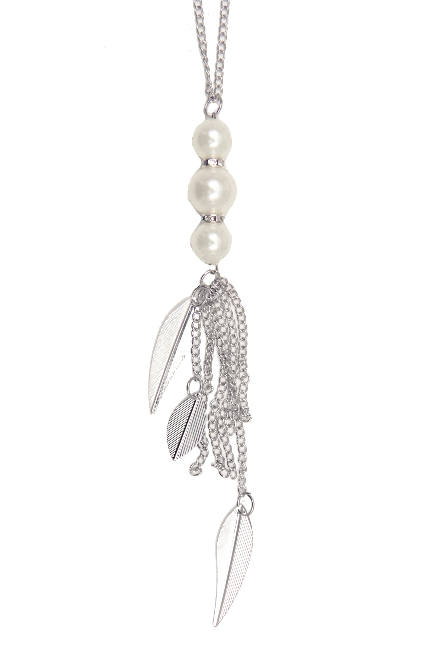 Tassel Leaves 3 Pearls Necklace