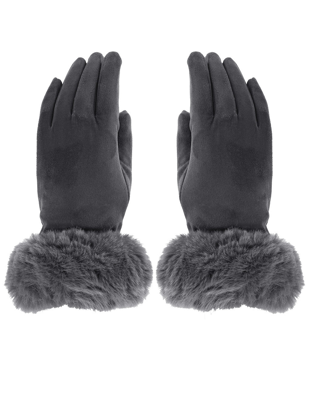 Faux Fur Cuff Suede Gloves