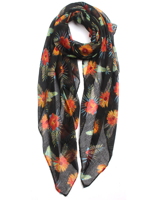 Exotic Floral Print Scarf