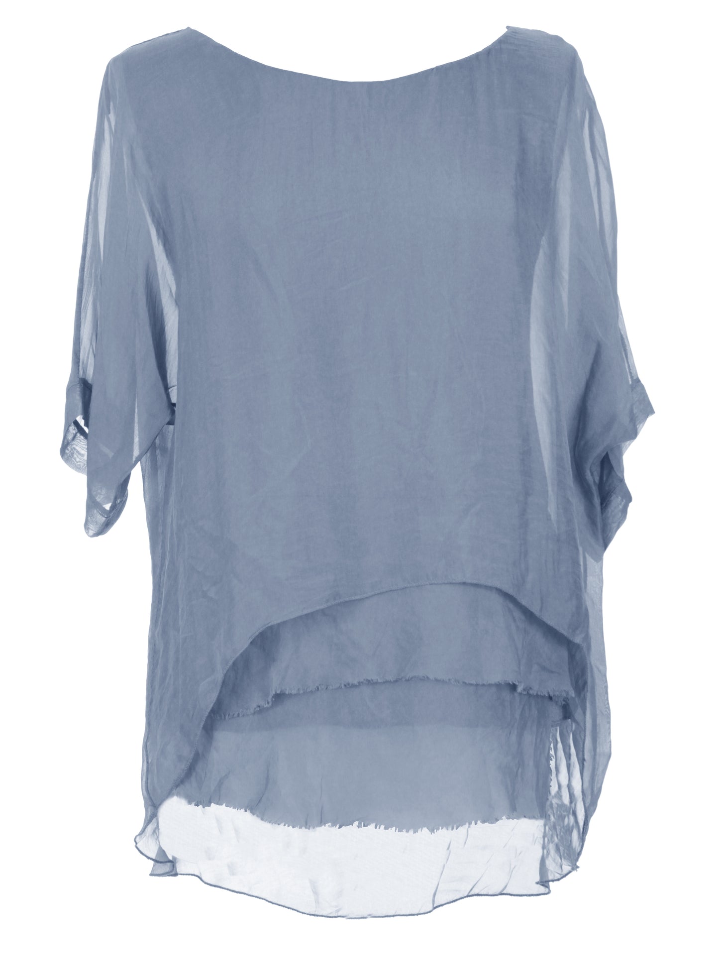 Frayed Hem Silk Top