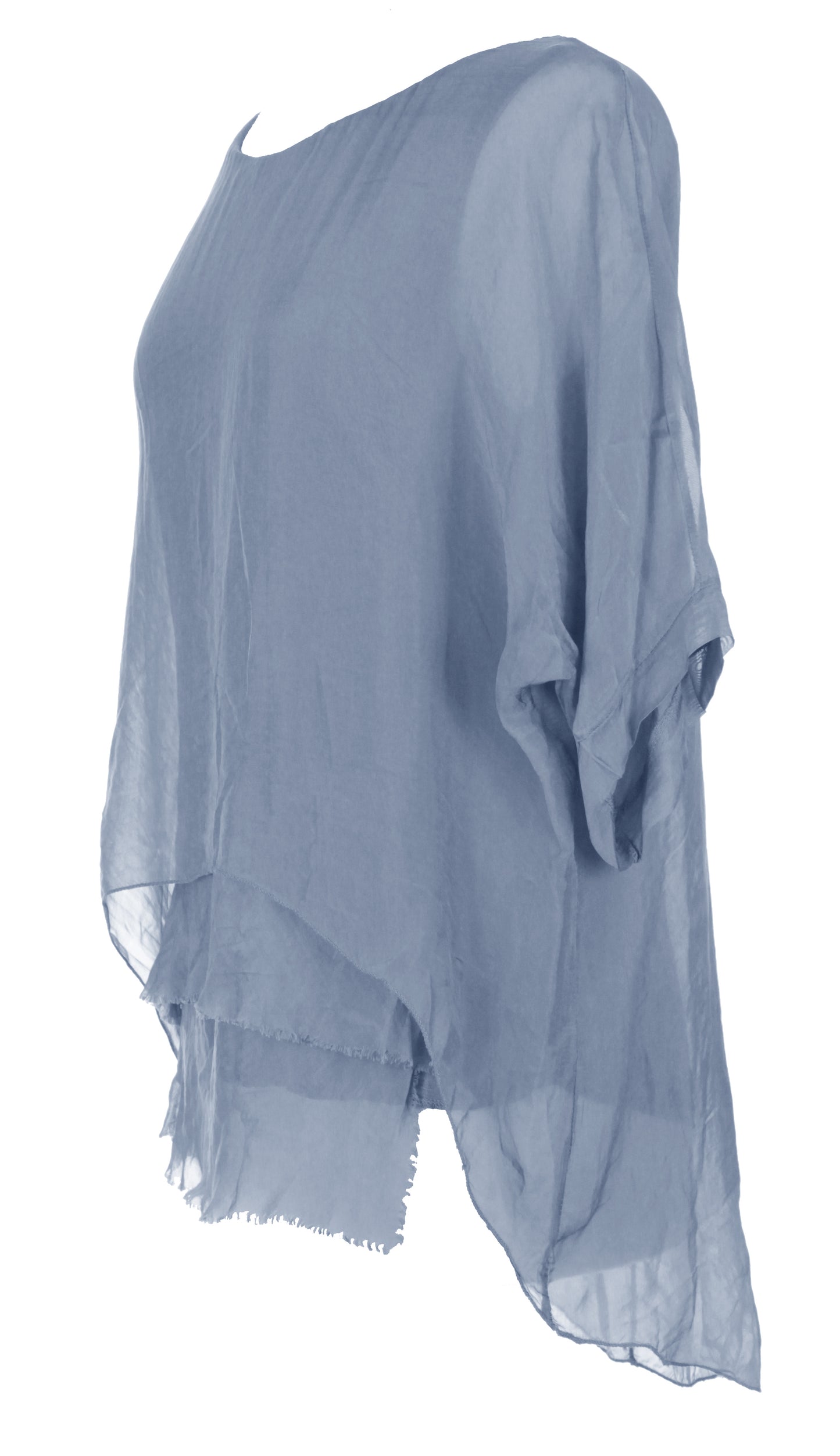 Frayed Hem Silk Top