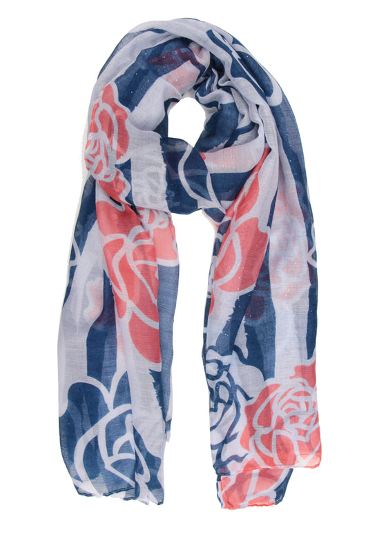 Floral Stripe Print Scarf