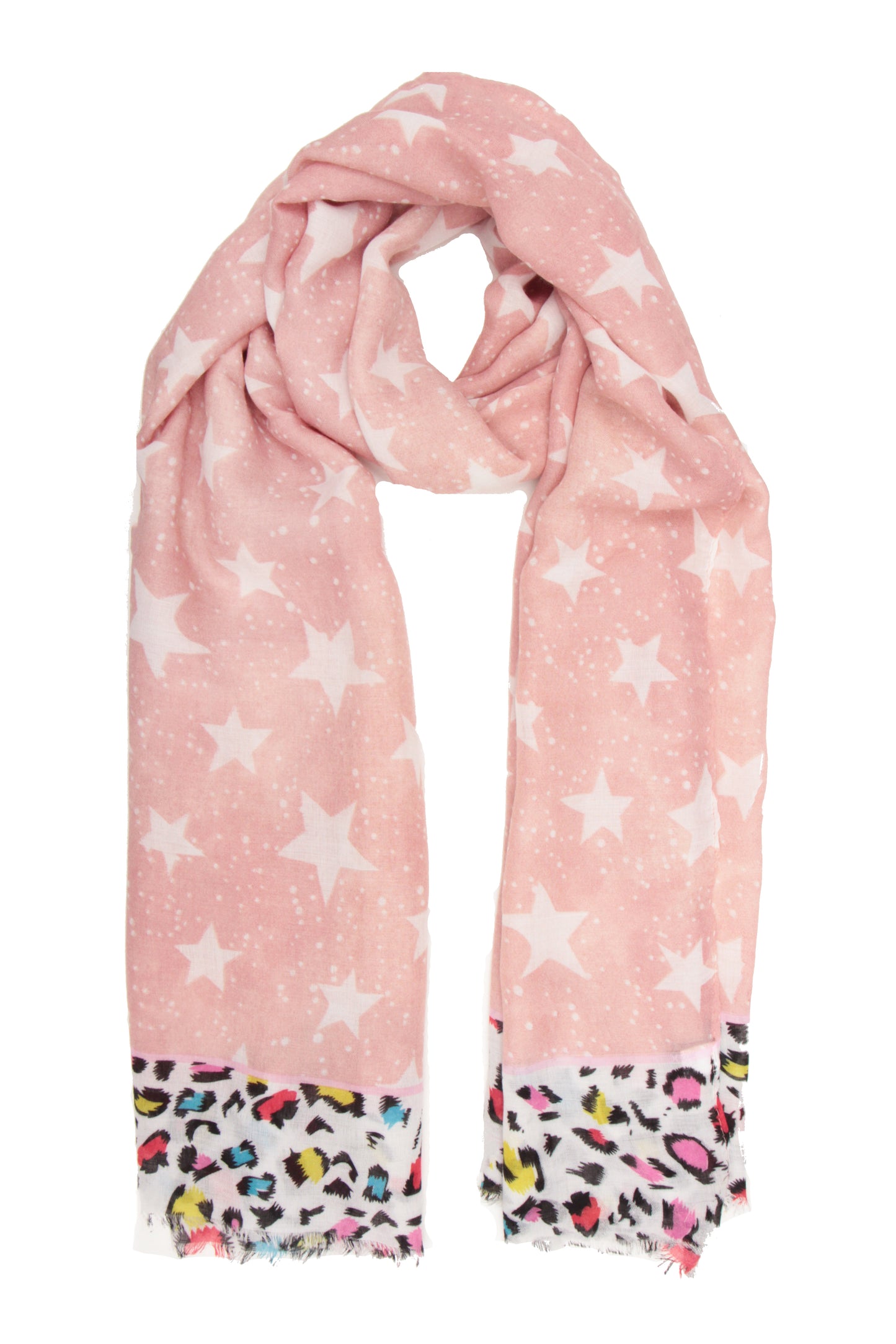 Leopard Border Star Print Scarf