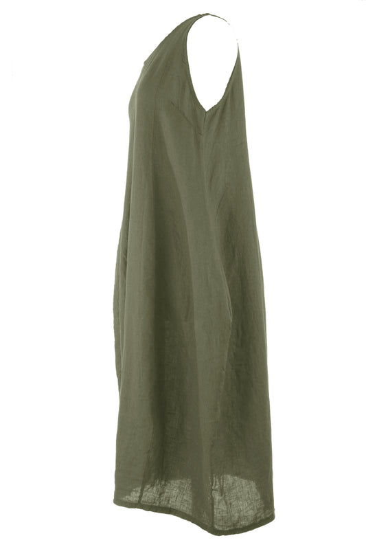 Sleeveless 2 Pocket Linen Dress