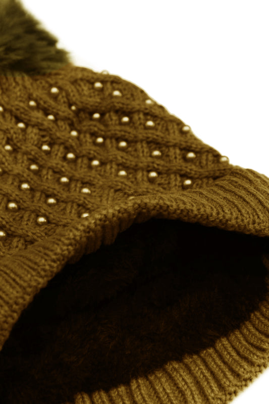 Pearl Knit Fleece Lined Hat