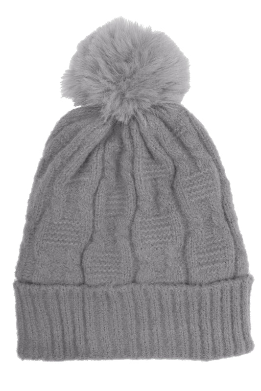 Fleece Lined Cable Knit Hat